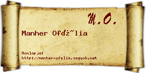 Manher Ofélia névjegykártya